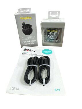 Heyday True Wireless Earbuds With Case Wall Charger And Deal-Worthy USB-A To USB